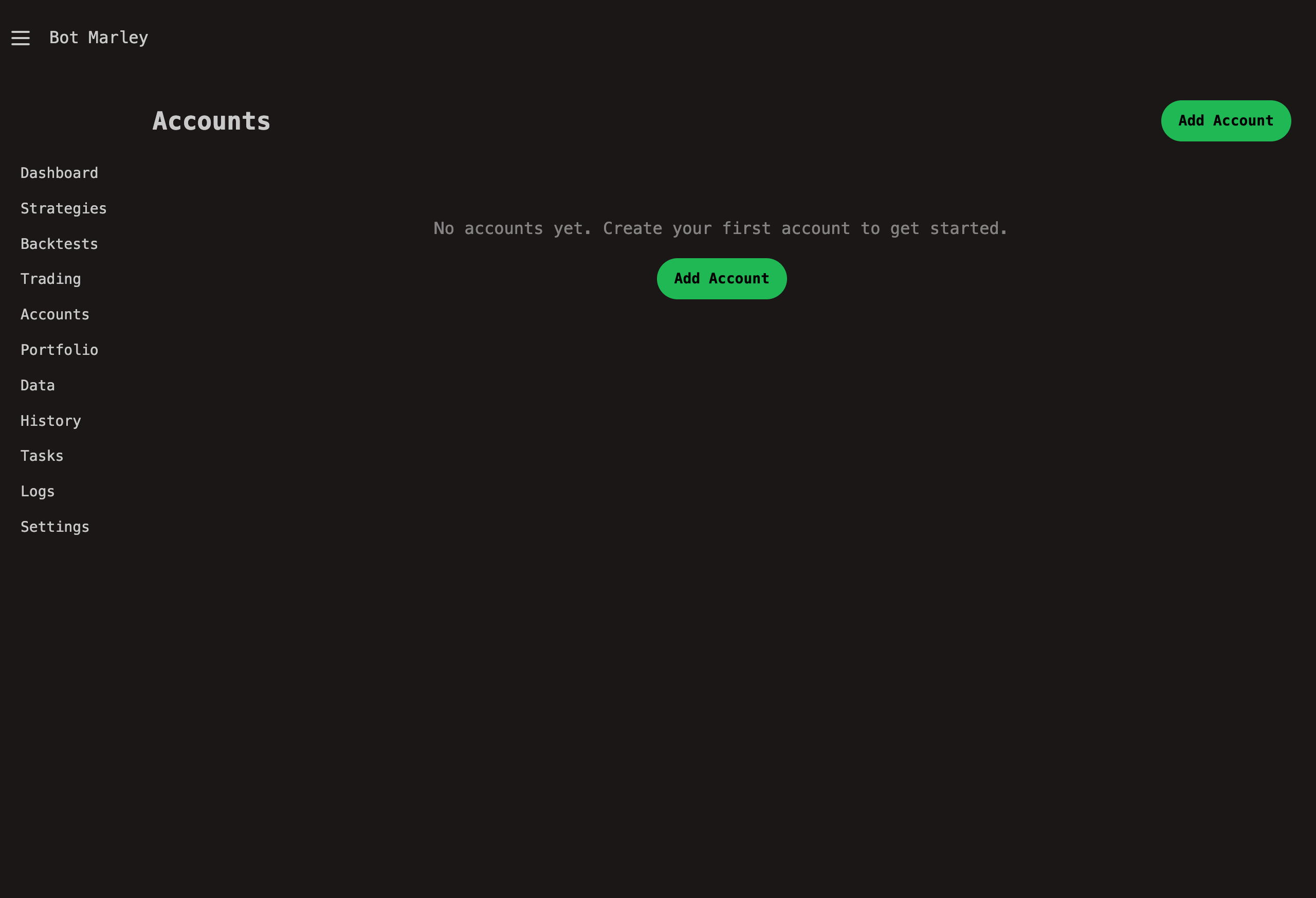 Accounts list showing account names, types, and verification status badges